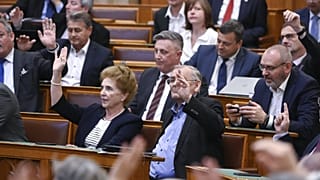 Kormánypárti képviselők szavaznak az Országgyűlés plenáris ülésén