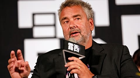 Director Luc Besson speaks to the media during a press conference for his movie "Lucy" 