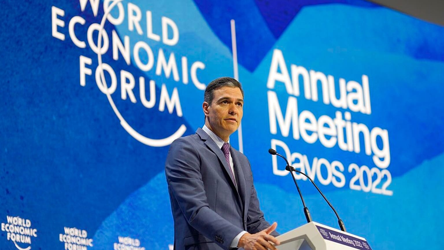 Pedro Sánchez, en el Foro Económico Mundial de Davos, el 24 de mayo de 2022