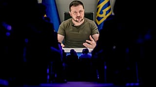 Volodymyr Zelenskyy, presidente da Ucrânia, no Fórum Económico Mundial, em Davos