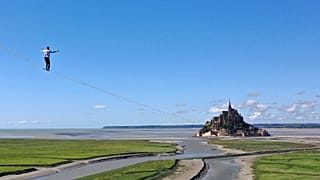 Rekord in malerischer Landschaft am Mont-Saint-Michel in der Normandie