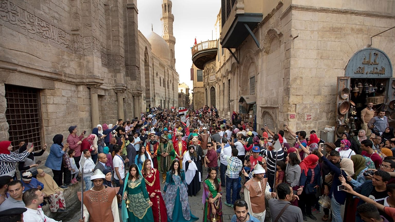 People gather together in Cairo, Egypt.