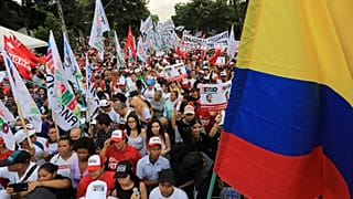 Supporters of Historical Pact coalition presidential candidate Gustavo Petro, Colombia.
