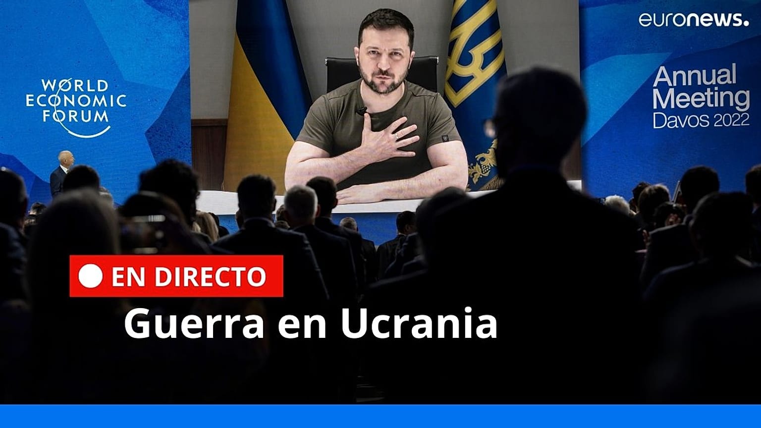 El presidente ucraniano Volodímir Zelenski durante la 51ª reunión anual del Foro Económico Mundial, WEF, en Davos, Suiza, 23/5/2022