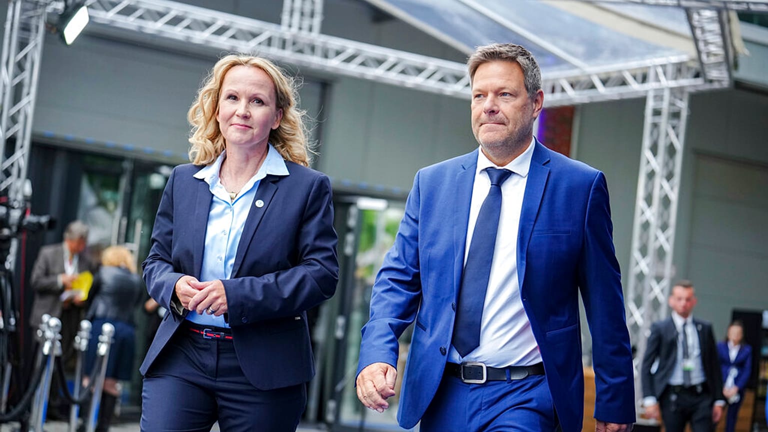 Umweltministerin Steffi Lemke und Wirtschaftsminster Robert Habeck beim G7-Treffen in Berlin