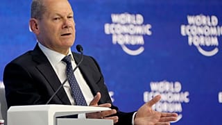 Олаф Шольц выстуает в Давосе в завершающий день форума, 26 мая 2022 г.