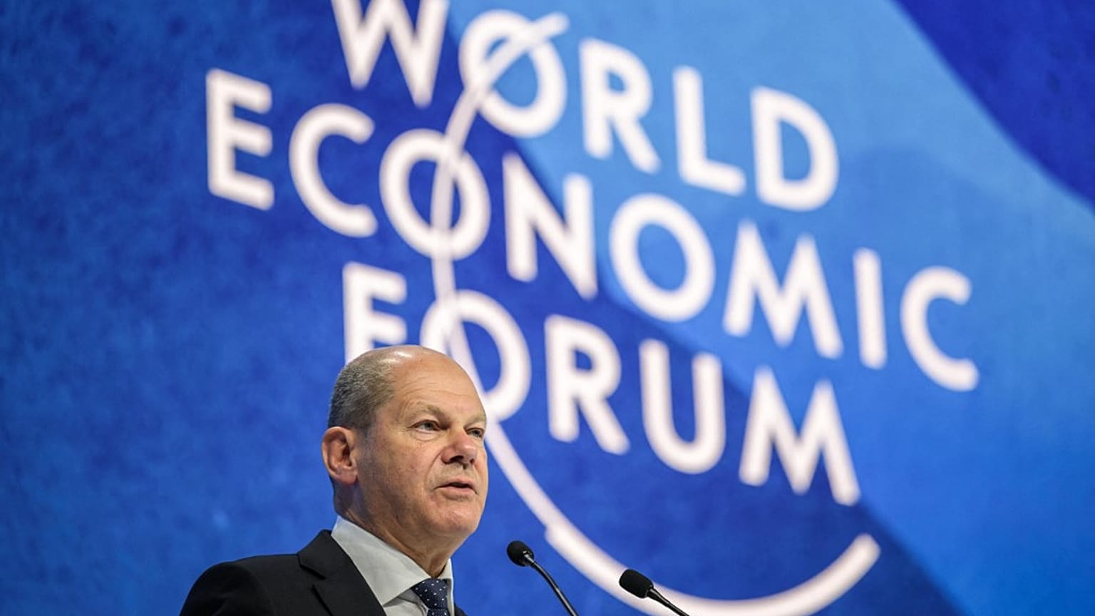 Olaf Scholz, chanceler alemão, no Fórum Económico Mundial, Davos