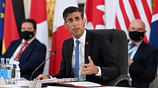 Rishi Sunak brit pénzügyminiszter a G7 pénzügyminisztereinek és jegybanki vezetőinek londoni értekezletén 2021. június 4-én – képünk illusztráció.