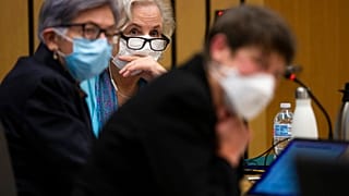 Η Αμερικανίδα συγγραφέας Νάνσι Κράμπτον Μπρόφι κατά τη διάρκεια της δίκης