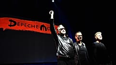 Andrew Fletcher, Dave Gahan und Martin Gore bei der Vorstellung ihres Albums "Spirit" in Mailand (11. Oktober 2016)