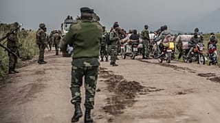 Habitants de la région de Goma, fuyant les combats entre les rebelles du m23 et l'armée régulière de la RDC, le 24 mai 2022