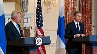 Die Außenminister der USA und Finnlands am Freitag in Washington