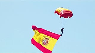 Air Force parachutist with the Spanish flag