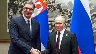Президент России Владимир Путин и президент Сербии Александр Вучич на форуме "Один пояс и один путь" 25 апреля 2019 г