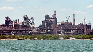Heavily damaged Azovstal area