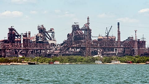 Heavily damaged Azovstal area