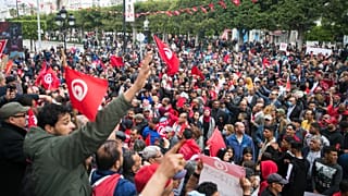 صورة أرشيفية لمظاهرة مناهضة للرئيس التونسي قيس سعيد