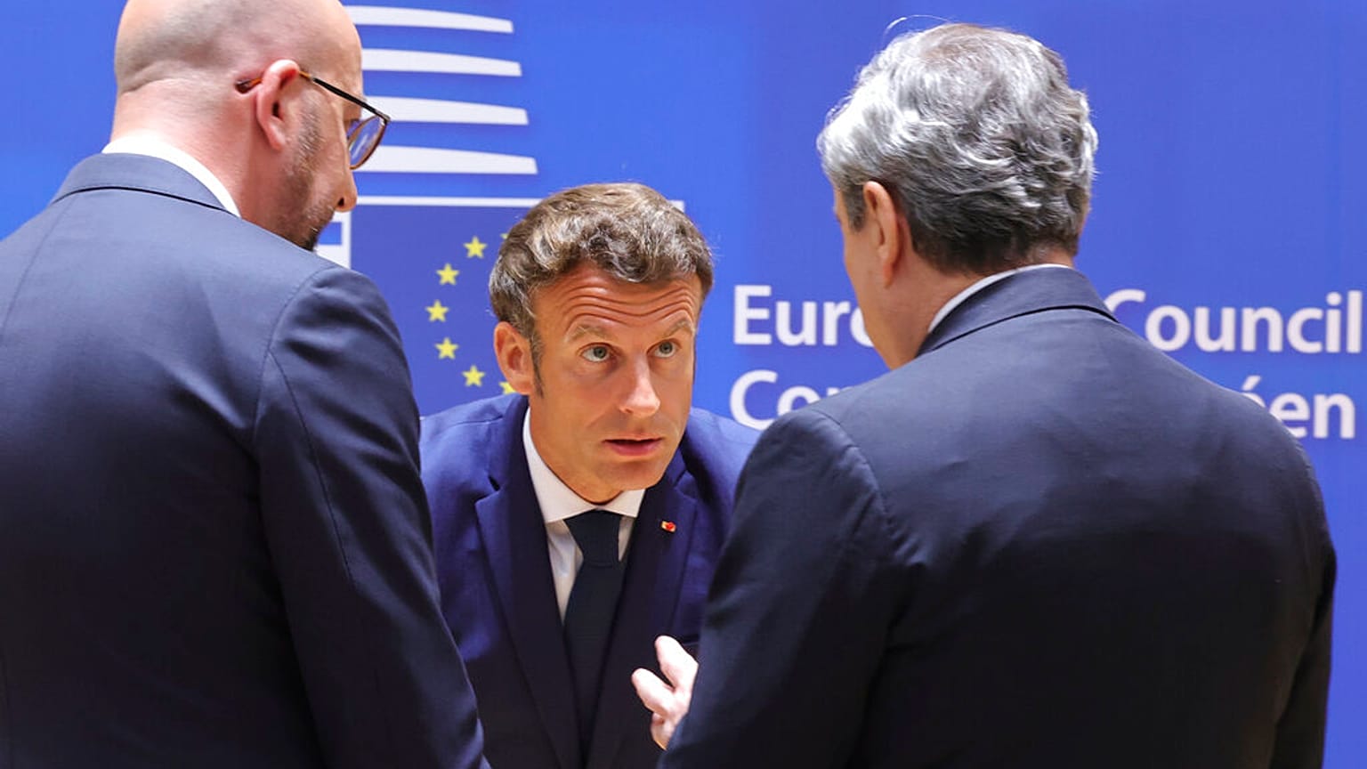Emmanuel Macron, Charles Michel, Mario Draghi