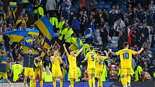 المنتخب الأوكراني عقب فوزه على منتخب اسكتلندا