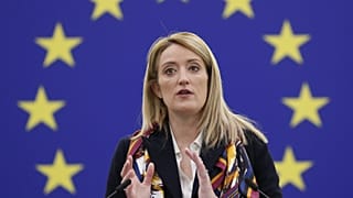 Roberta Metsola, az Európai Parlament (EP) elnöke Strasbourgban