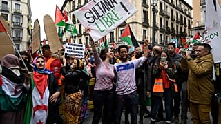 من مظاهرة في مدريد ضدّ الدعم الإسباني لخطط المغرب بخصوص الصحراء الغربية (مارس/آذار 2022) 
