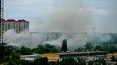 Rauch über Kiew nach Luftangriffen an diesem Sonntagmorgen