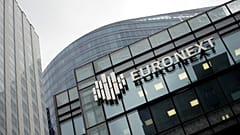 The Euronext logo is seen at the financial and business district of La Defense, amid the outbreak of the coronavirus disease (COVID-19), in Paris, France, November 10, 2020. 