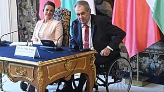 Novák Katalin köztársasági elnök Milos Zeman cseh köztársasági elnökkel tartott közös sajtótájékoztatót Prágában