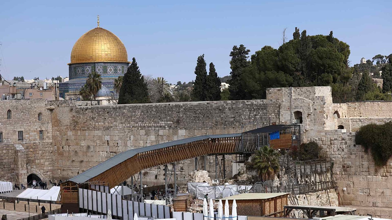 صورة تظهر منظر عام للجدار الغربي في القدس، 25 يناير 2022 