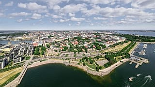 Helsinki, Finnország fővárosa madártávlatból