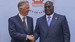 Le roi Philippe de Belgique (à g.) avec le président de la RD Congo Félix Tshisekedi - Kinshasa, le 08/06/2022