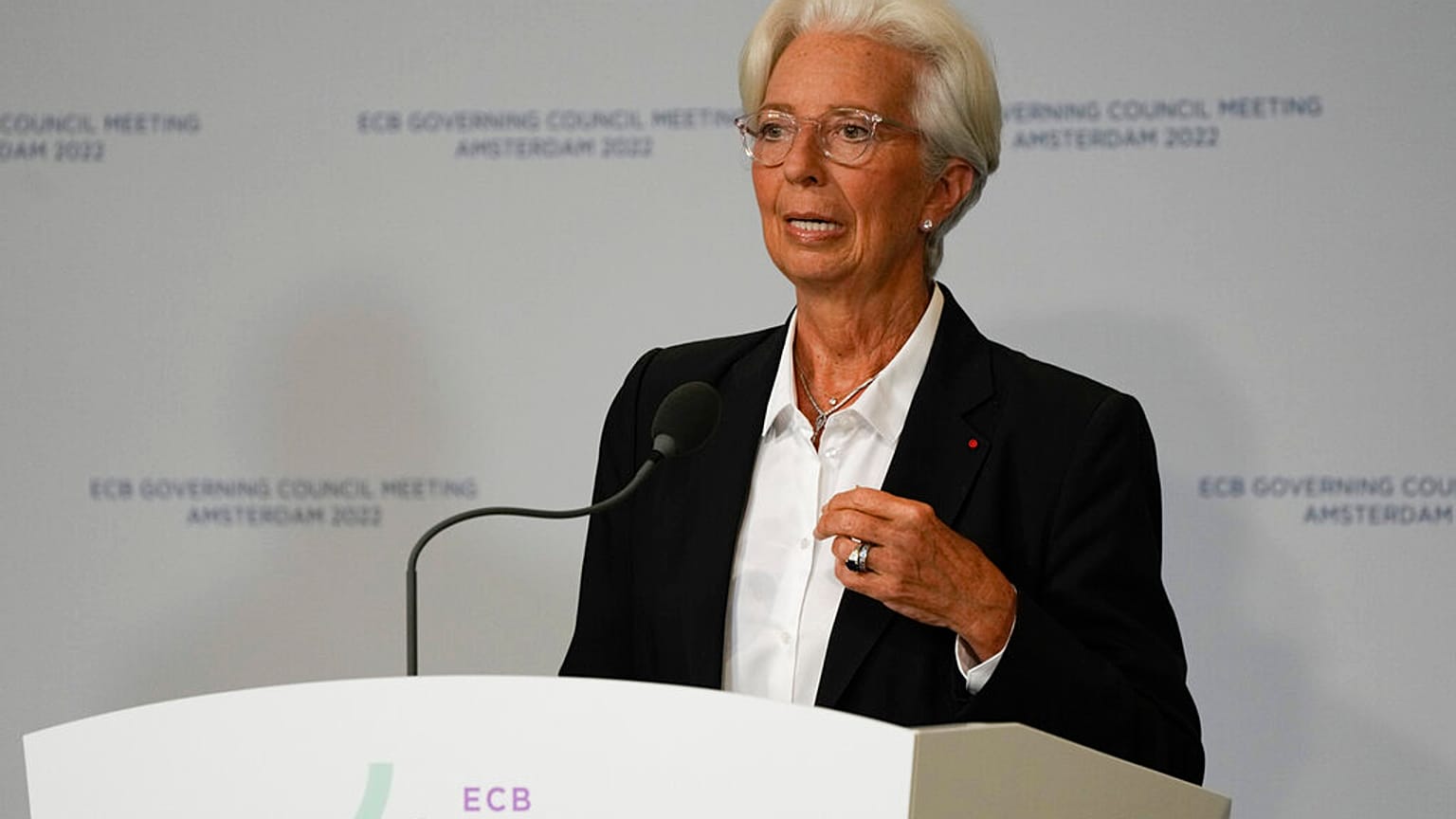 Christine Lagarde during a press conference in Amsterdam, Netherlands, June 9, 202