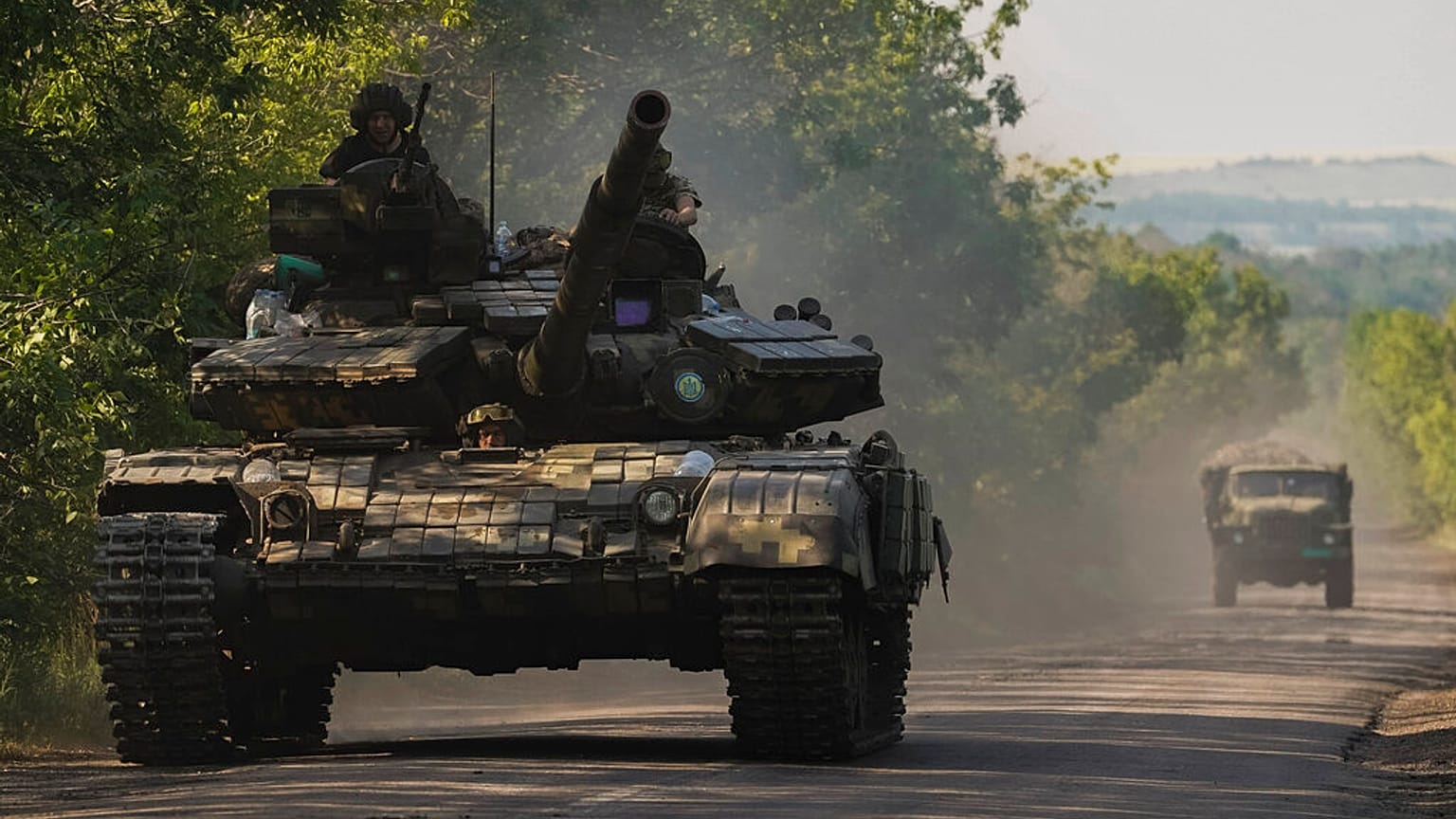 Um tanque ucraniano, em Donetsk, leste da Ucrânia