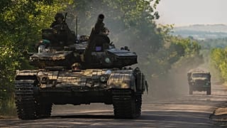 Um tanque ucraniano, em Donetsk, leste da Ucrânia