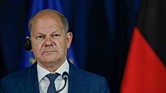 German Chancellor Olaf Scholz attends a press conference Pristina on 10 June 2022
