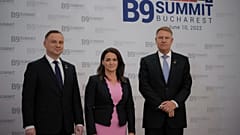 Polens Präsident Andrzej Duda, Ungarns Präsidentin Katalin Novak und Rumäniens Präsident Klaus Iohannis