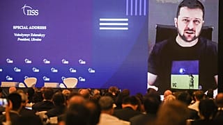 President Zelenskyy addresses by video the International Institute for Strategic Studies (IISS) Shangri-la Dialogue, Asia's premier defense forum, in Singapore, June 11, 2022.