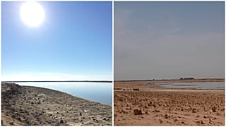 بحيرة ساوة في العراق صورتان ملتقطتان في عامي 2016 و2022  