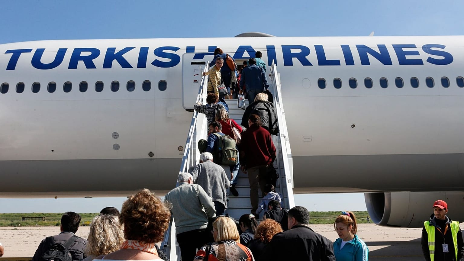 Passengers board a Turkish Airlines plane in Morocco