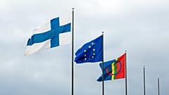 Finnish, EU and Sámi flags