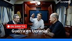 El presidente francés Emmanuel Macron, el canciller alemán Olaf Scholz, y el primer ministro italiano Mario Draghi 
