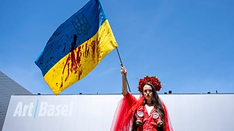 Ukrainian artist Olesya Lesnaya performs in The Chernobyl Bride Project by Isagus Extroversions ,independently and not as part of ART Basel