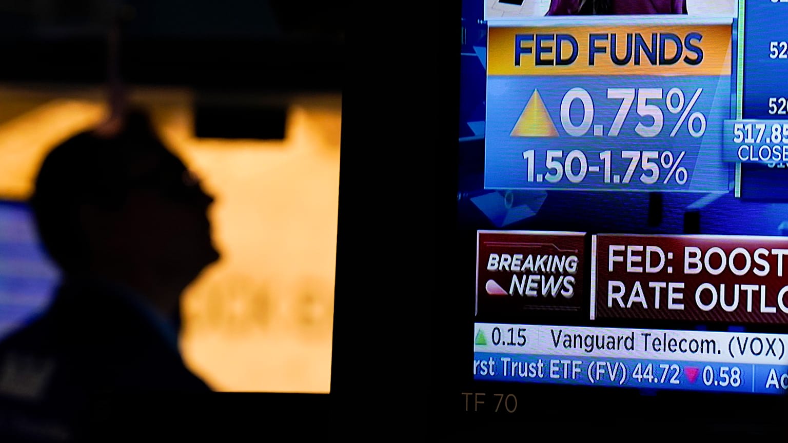 As the Federal Reserve announces a rate change, traders work on the floor at the New York Stock Exchange in New York, Wednesday, June 15, 2022.