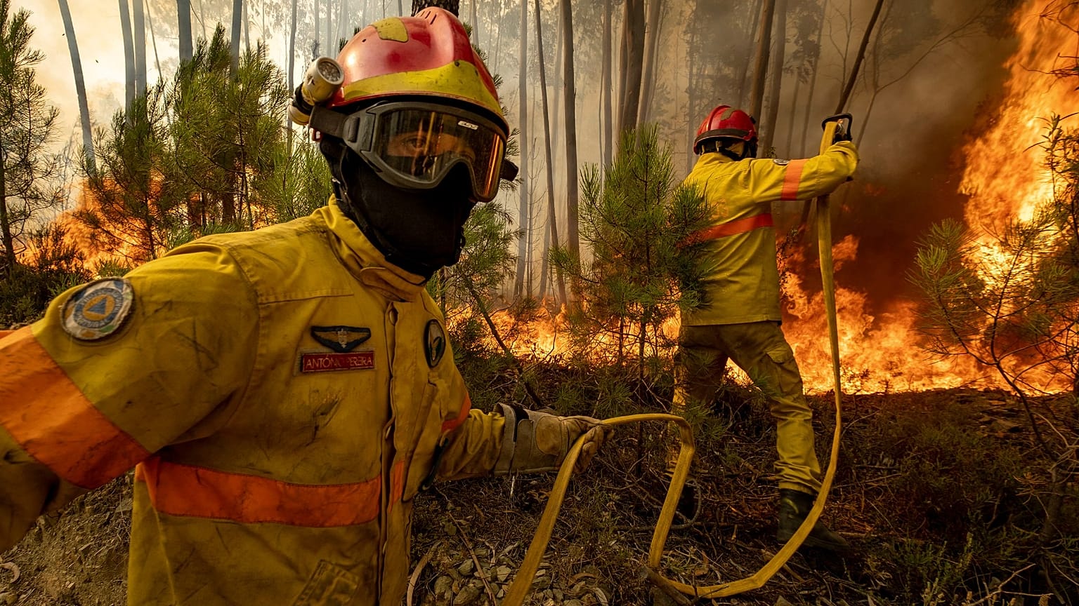Pompiers portugais en pleine intervention en juin 2019 