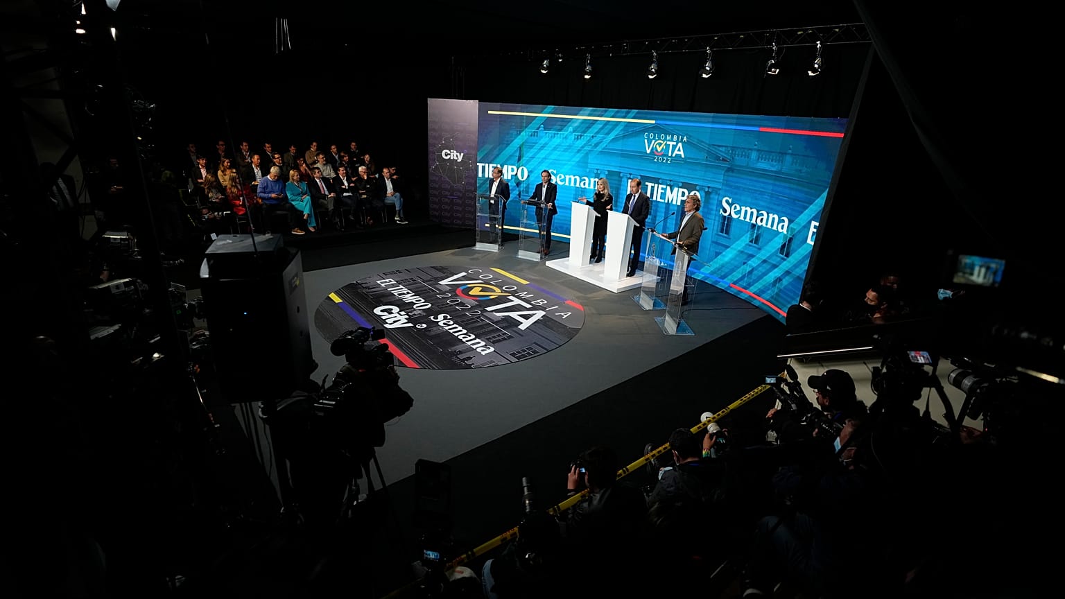 Debate presidencial realizado en el edificio del periódico El Tiempo con los candidatos de la primera vuelta, el 23 de mayo de 2022. Bogotá, Colombia.