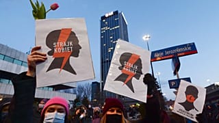 protest on International Women's Day in Warsaw, Poland