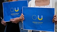 Protest vor der niederländischen Botschaft in Lissabon für den Beitritt der Ukraine zur EU (15.06.2022)