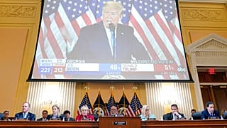 A video exhibit shown during the House select committee investigation on the Jan. 6 attack on the US Capitol. Washington, Monday, June 13, 2022