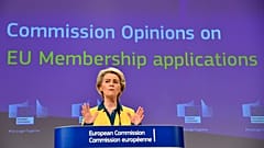 European Commission President Ursula von der Leyen speaks during a media conference at EU headquarters in Brussels, Friday, June 17, 2022.
