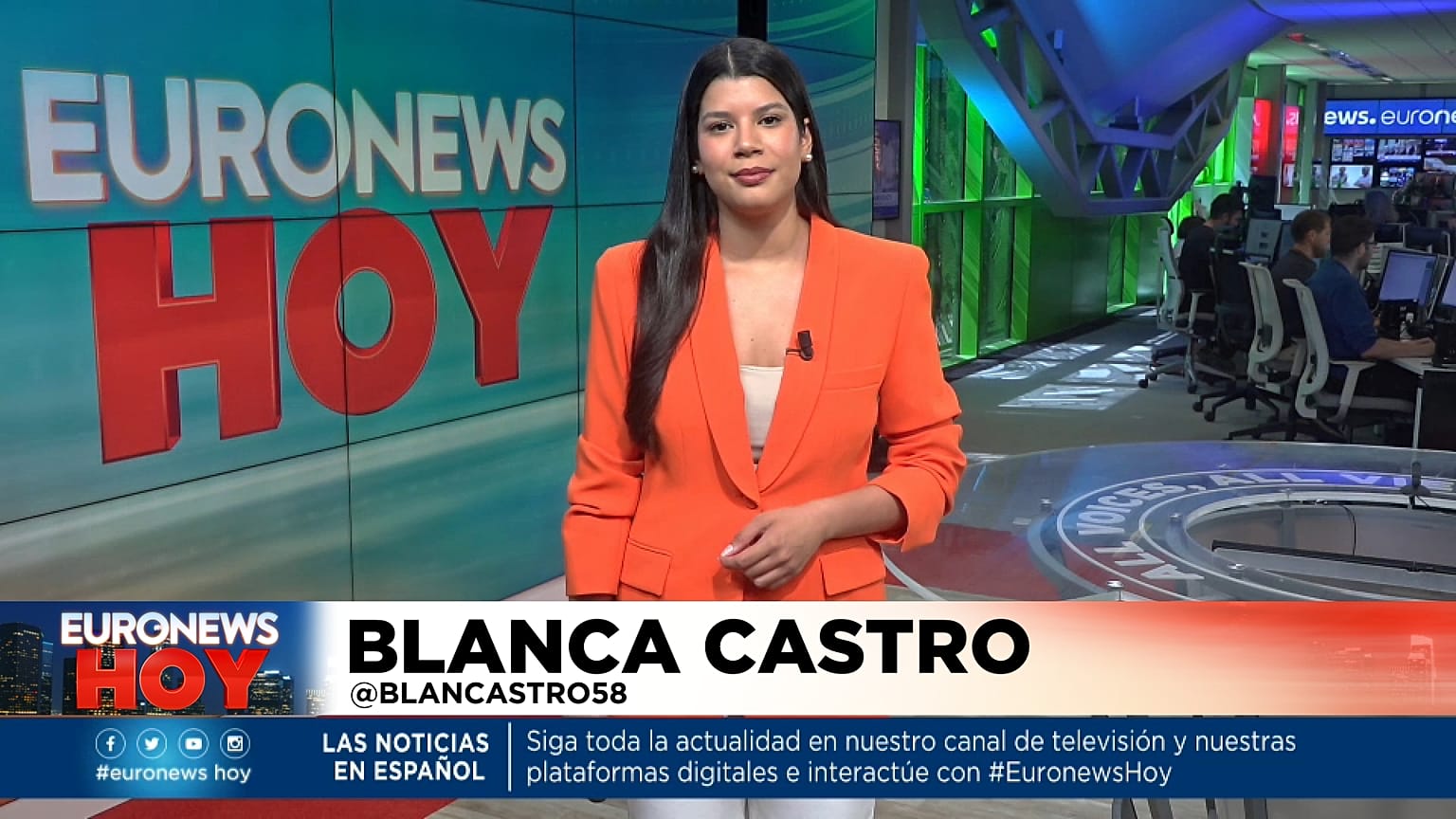 Blanca Castro presenta la edición de Euronews Hoy. 